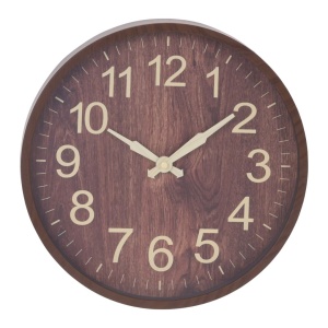 Decorative wall clock, wood-effect finish, brown, 30 cm, modern design