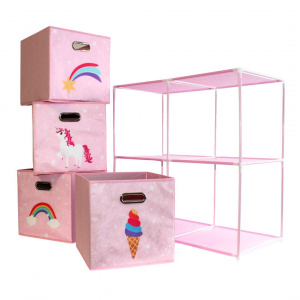 Dulap modular 2 rafturi și 4 cutii depozitare Unicorn - Img 3