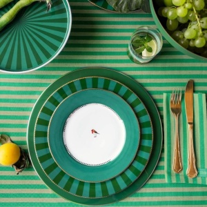 Farfurie din porțelan, Breakfast , Pip Studio, Green, 21 cm, colecția Love Birds