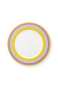 Farfurie din porțelan, Pip Studio, Stripes Yellow, 28cm, colecția Pip Chique - Img 1