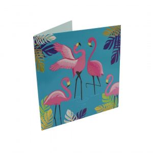 Felicitare Gold Square Flamingos - Img 1