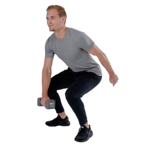 Ganteră neopren 6 kg Pure 2 Improve – capete pătrate, gri și ambalaj premium