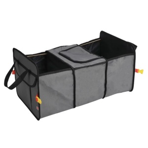 Geantă organizator auto pentru portbagaj, cu compartiment frigorific, Shell, gri, 32x28x56 cm