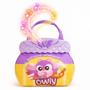 Gentuță muzicală pentru copii, Bufnița Owly, cu lumini și sunete, 25x22x5.2 cm, Genie Pets, Whimsy Workshop