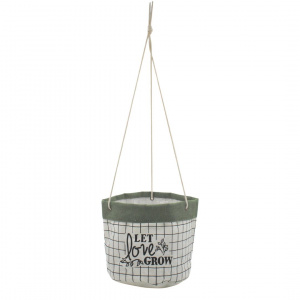 Ghiveci suspendat textil alb-verde 17 cm - Img 1