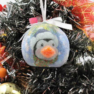 Glob decorativ bleu, cu ornamente - Pinguin dichisit