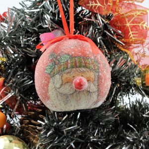 Glob decorativ portocaliu - model Moș Crăciun