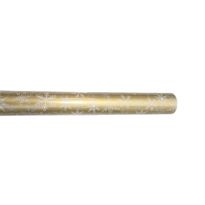 Hârtie pentru ambalat cadouri, culoarea auriu, fulgișori albi, 200x70 cm