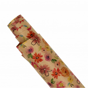Hârtie pentru ambalat cadouri Kraft Vintage 200x70 cm super flowers