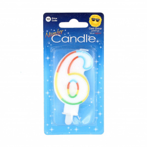 Lumânare aniversară multicoloră cifra 6