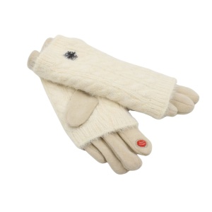 Mănuși damă, Antonio, cu funcție touch și manșetă detașabilă, culoare bej, one size