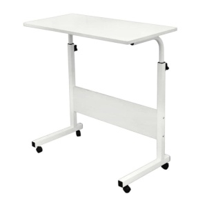 Masă mobilă, reglabilă, pe roți, pentru laptop, cadru metalic, culoarea alb, 80x40 cm, eCarla, STL03WZ2