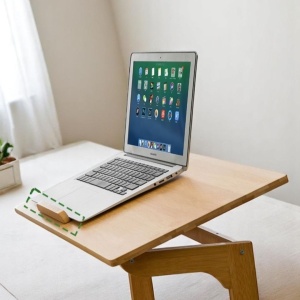 Masă multifuncțională, pliabilă, din bambus, pentru laptop și tabletă, 60x35x67 cm, eCarla, STL21