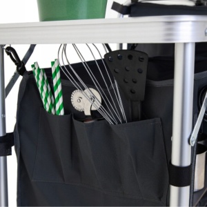 Masă pliabilă de camping - bucătărie portabilă, dulapuri textile și paravan vânt – set complet cu geantă de transport