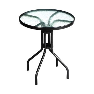 Masă rotundă Jumi, cu blat din sticlă, pentru curte, gradină, terasă sau balcon, diametru 60 cm