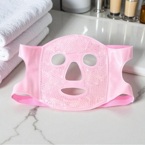 Mască facială cu gel dublu, răcoritoare și încălzitoare, pentru relaxare și îngrijirea pielii, roz, eCarla, AK22R