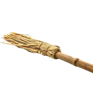 Mătură decorativă, de vrăjitoare, pentru Halloween, din paie, accesoriu costum și decor tematic, 90 cm
