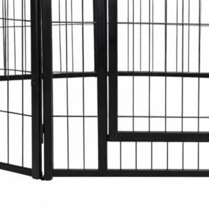 Țarc metalic pentru câini și animale mici, cu poartă și 8 panouri, 80x80 cm, pliabil, modular, portabil, pentru interior și exterior, negru
