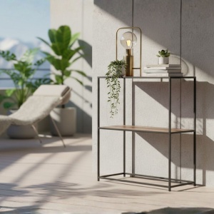 Mobilier multifuncțional, 2 niveluri, structură metalică + MDF, 70x31x85 cm