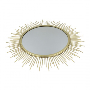 Oglindă decorativă, de perete, cu raze aurii, 40 cm