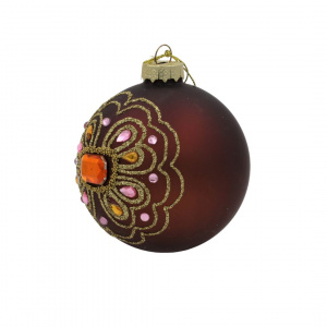 Ornament de Crăciun, House of Seasons - Glob stilizat mahon/maro