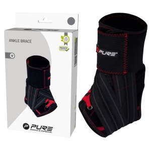 Orteza Glezna Pure 2 Improve Deluxe – Mărimea S | Negru cu Roșu | Compresie Reglabilă cu Velcro