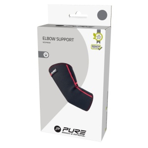Orteză pentru Cot din Neopren Pure 2 Improve – Mărimea S | Negru cu Cusături Roșii