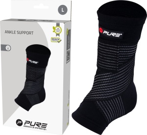 Orteză pentru Gleznă Tricotat Pure 2 Improve – Mărimea L | Negru | Bandă Elastică cu Velcro