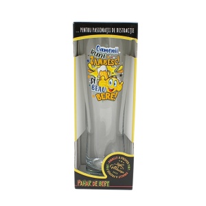 Pahar bere, 500 ml, mesaj funny “Oamenii buni zâmbesc și beau bere!"