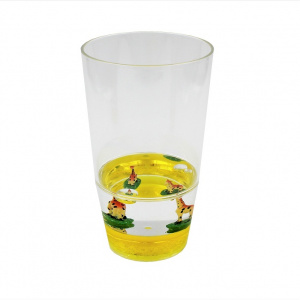 Pahar cu figurine plutitoare, galben, model cu girafe, 250ml