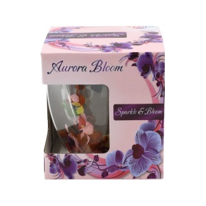 Pahar cu inserție de flori uscate multicolor, hortensie, pereți dubli, sticlă borosilicată, 250 ml, Aurora Bloom