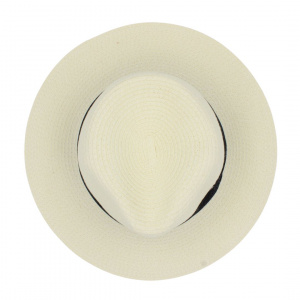Pălărie de plajă bărbați Aristo, crem (natur), stil fedora, cu bandă neagră, ușoară și respirabilă, protecție solară, diametru 33 cm