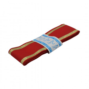 Panglică textilă ROȘU AURIU dungulițe 38mm x 2m