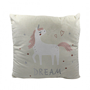 Pernuță unicorn, culoarea bej, 40x40 cm
