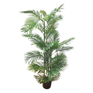 Plantă artificială Areca 150 cm, cu frunze verzi lungi și detalii realiste, pentru interior, ghiveci negru inclus
