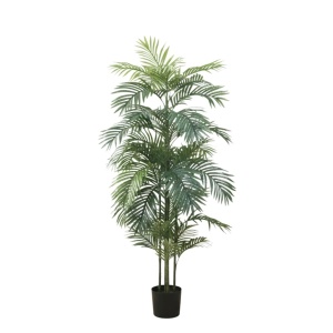 Plantă artificială Areca 90 cm, cu frunze verzi lungi și detalii realiste, pentru interior, ghiveci negru inclus