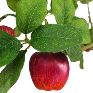 Plantă artificială copac fructifer 60 cm, cu fructe de măr și frunze verzi – pentru interior, ghiveci negru inclus