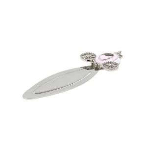 Semn de Carte Metalic Trăsură Princess cu Cristale, 10 x 3.5 cm, Argintiu cu Roz, Cadou Elegant pentru Fete și Femei, AZAY