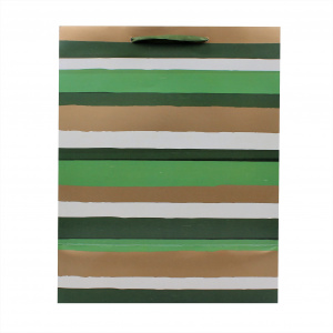 Punga cadou hartie L Green Stripe - Img 2