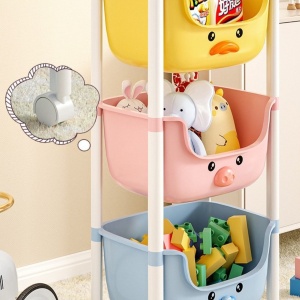 Raft 3 niveluri, din plastic cu roți, pentru copii, Ecarla, 85x37.5x25.5 cm, PO18KOL