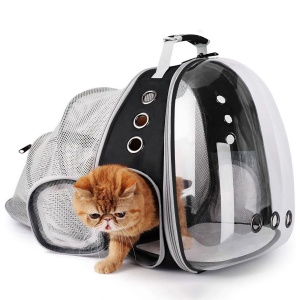 Rucsac transport animale de companie Jumi, cu ventilație completă și fereastră transparentă, fund rigid, culoare gri-negru