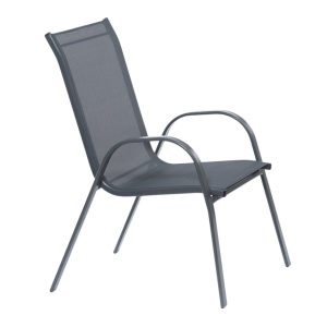Scaun de grădină Jumi, modern, cu cadru metalic, model FIESTA, culoare gri