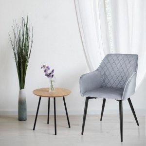 Scaun tapițat din catifea gri, APIS, cu picioare metalice – design modern, confortabil, brand Jumi