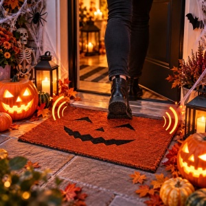 Senzor pentru covoraș de intrare, cu sunete de Halloween, activare la călcare, 34x24,5 cm