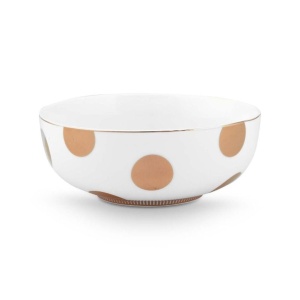 Set 2 boluri, din porțelan, Pip Studio, Dot Delight White-Gold, 15 cm, colecția Dot Delight