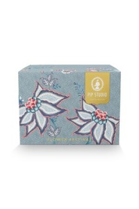 Set 2 căni cu farfurioare, din porțelan, Pip Studio, 280ml, colecția Flower Festival, Light Blue