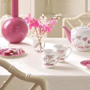 Set 2 căni, din porțelan, Pip Studio, Dots Gold Pink, 145 ml, colecția Jolie