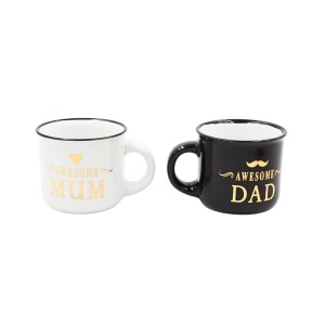 Set 2 Cești Espresso, Nekupto – “Awesome Mum & Dad”, 2 x 80 ml