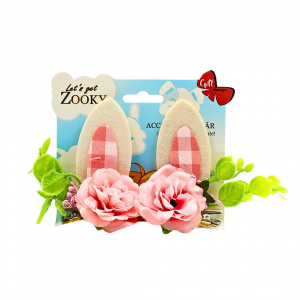 Set 2 clame Zooky urechiușe trandafiri roz