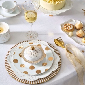Set 2 farfurii din porțelan, Pip Studio, Breakfast, Dot Delight White, 23 cm, colecția Dot Delight